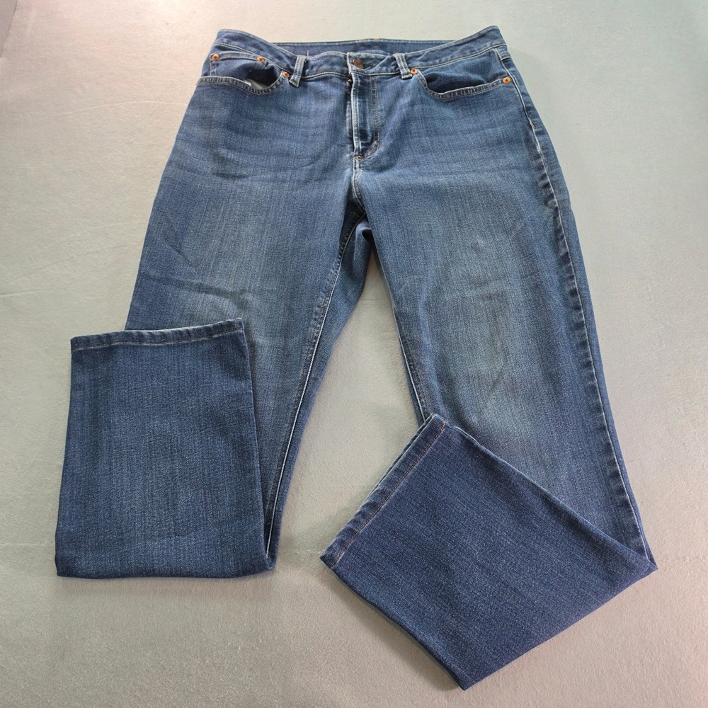 LL Bean 1912 Denim Jeans Womens 10 Reg Blue Medium Wash Straight Leg Mid Rise